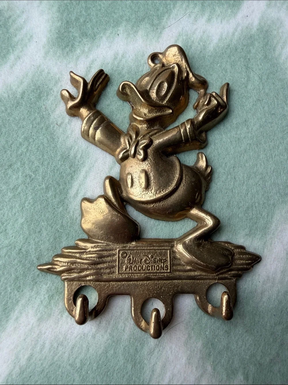 Authentic 1960s MBFL Donald Duck brass wall key brackets - rare vintage